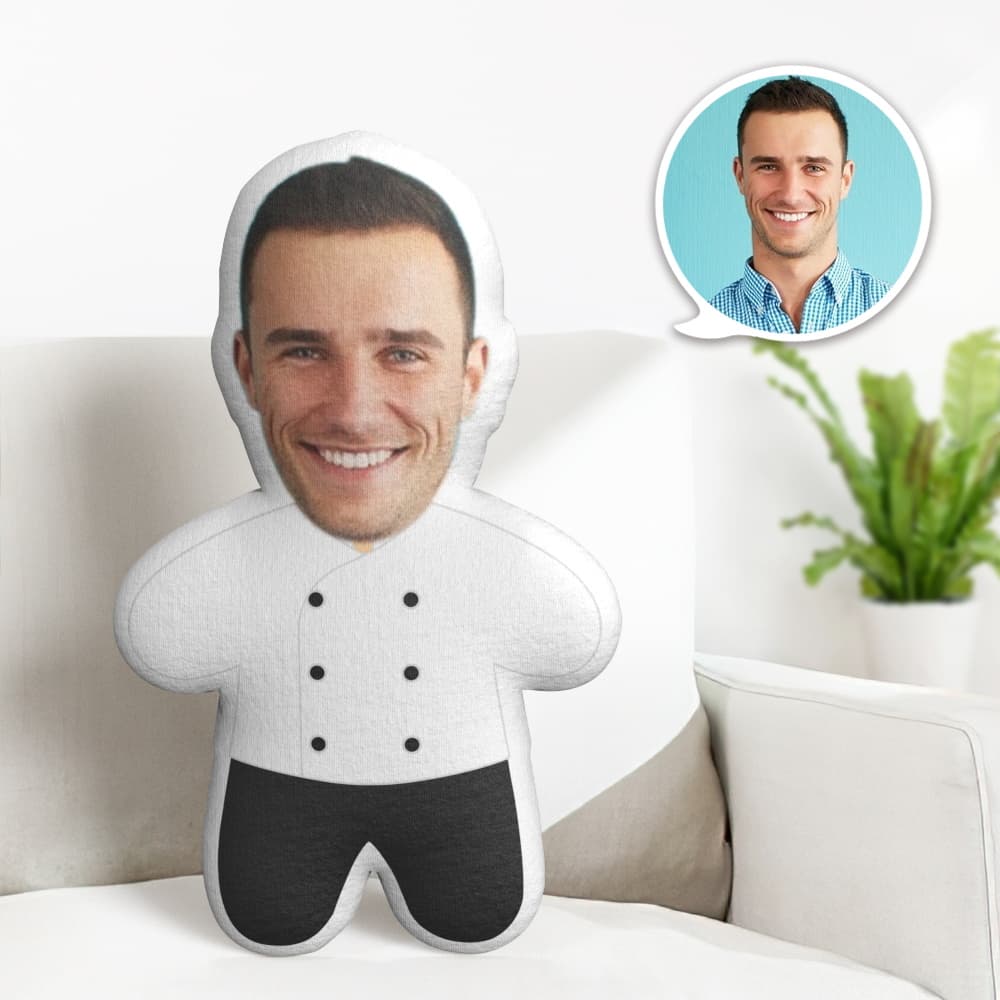 Cartoon Chef Minime Throw Pillow Custom Face Pillow Personalized Cute Minime Pillow - Get Photo Blanket