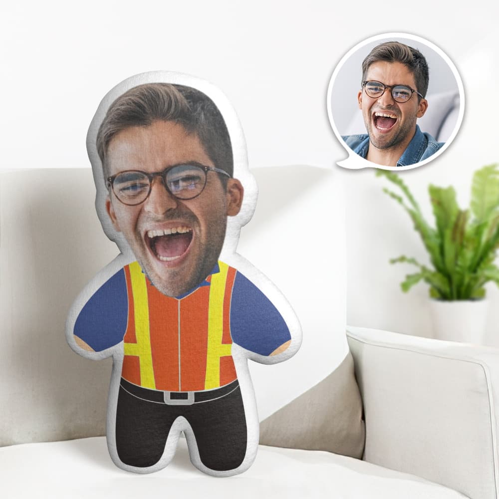 Custom Face Pillow Cartoon Engineer Minime Pillow Personalized Photo Minime Pillow Gifts - Get Photo Blanket