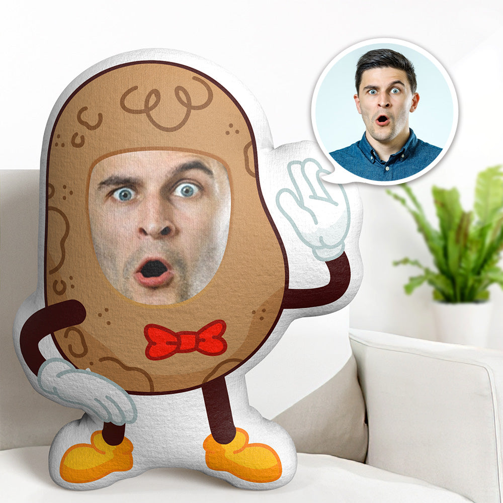 Custom Face Minime Throw Pillow Mr Potato Gifts for Him Personalized Photo Minime Pillow - Get Photo Blanket