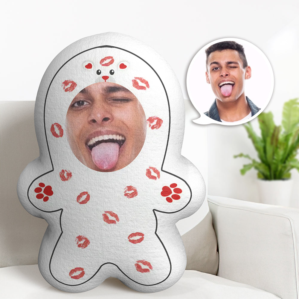 Personalized Face Throw Pillow Custom Photo Gifts Minime Pillow for Him - Get Photo Blanket