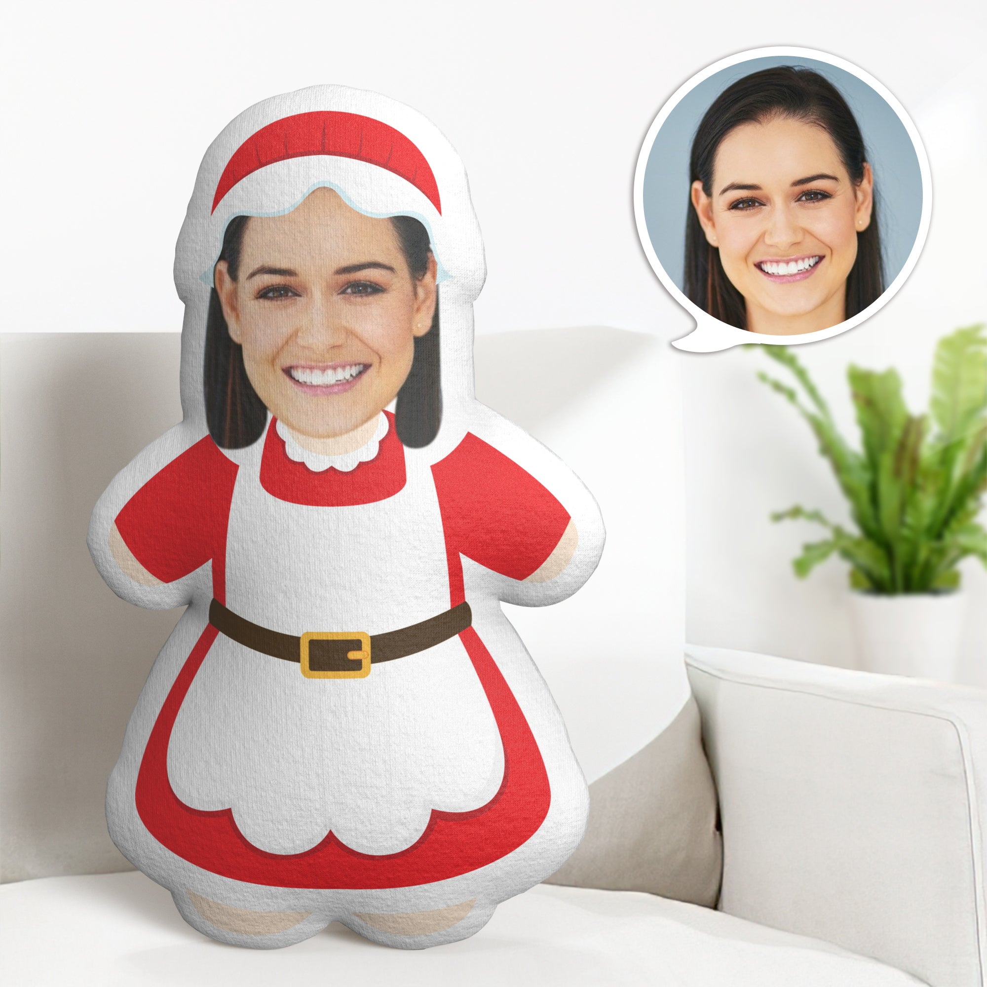 Custom Face Minime Throw Pillow Personalized Minime Throw Pillow Christmas Maid Gifts - Get Photo Blanket