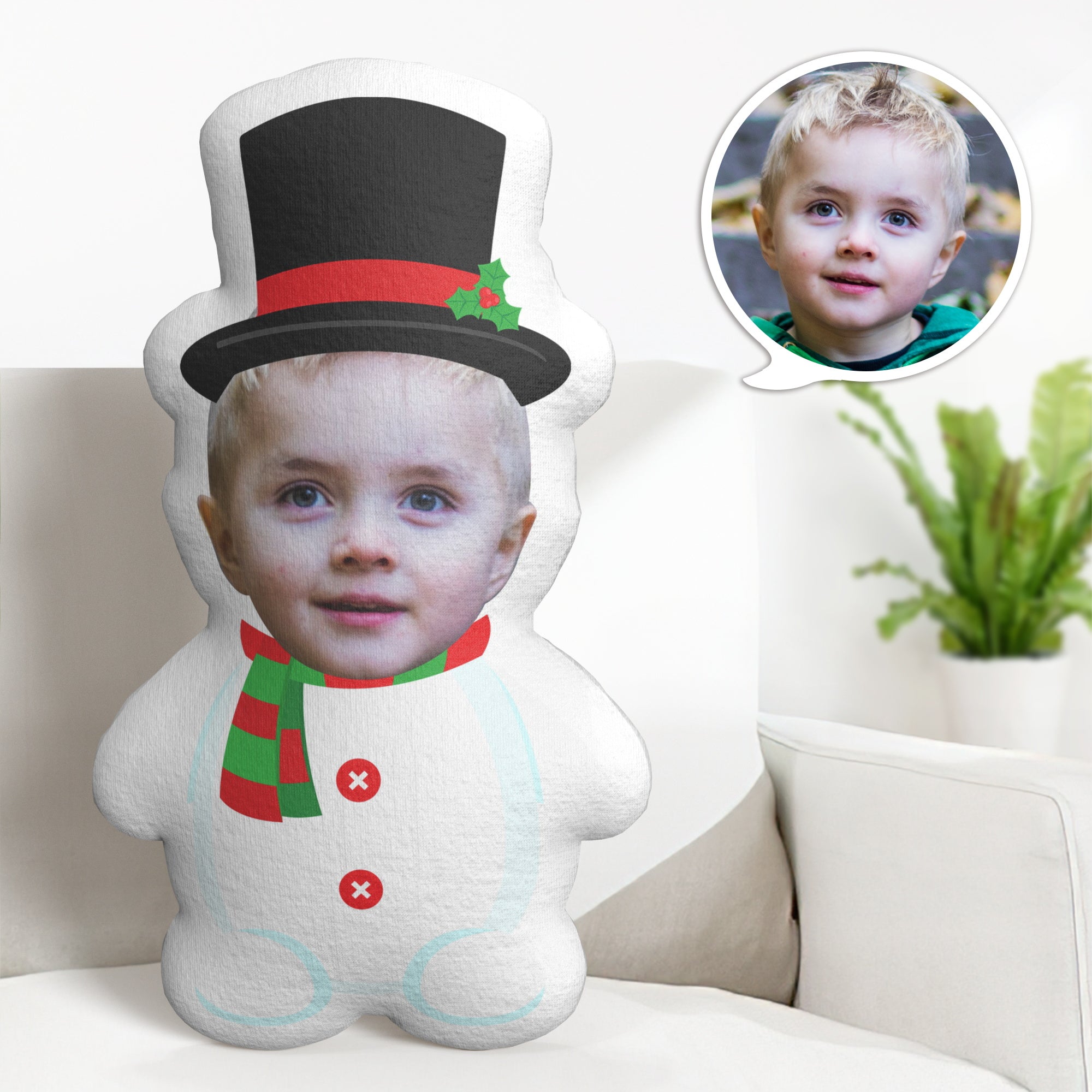 Christmas Gifts Personalized Snowman Gifts Custom Minime Throw Pillow Gifts - Get Photo Blanket
