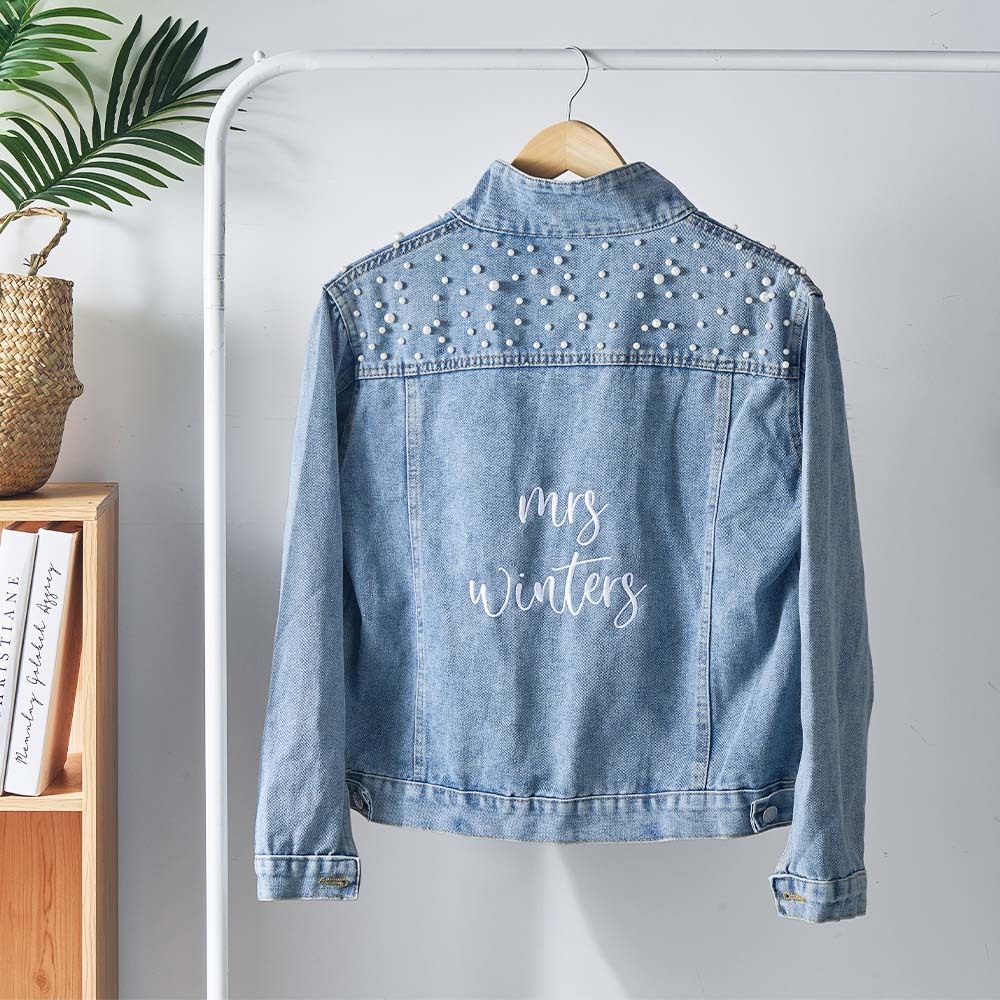 Personalized Embroidered Bride Jean Jacket for Wedding Custom Future Mrs Jacket Ideal Wedding Gift - MyPhotoBoxerUk