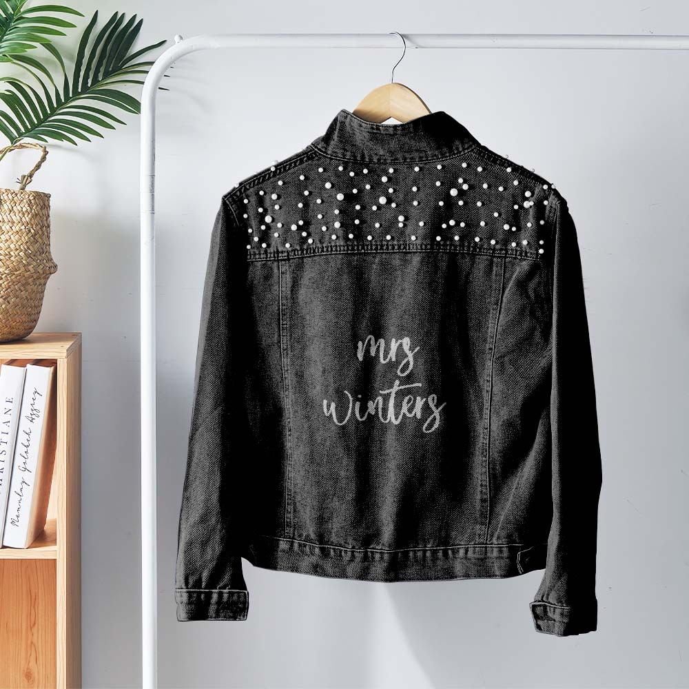 Personalized Embroidered Bride Jean Jacket for Wedding Custom Future Mrs Jacket Ideal Wedding Gift - MyPhotoBoxerUk