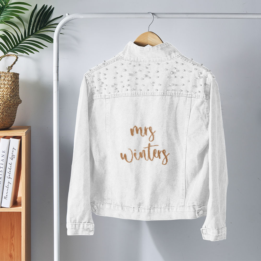 Personalized Embroidered Bride Jean Jacket for Wedding Custom Future Mrs Jacket Ideal Wedding Gift - MyPhotoBoxerUk