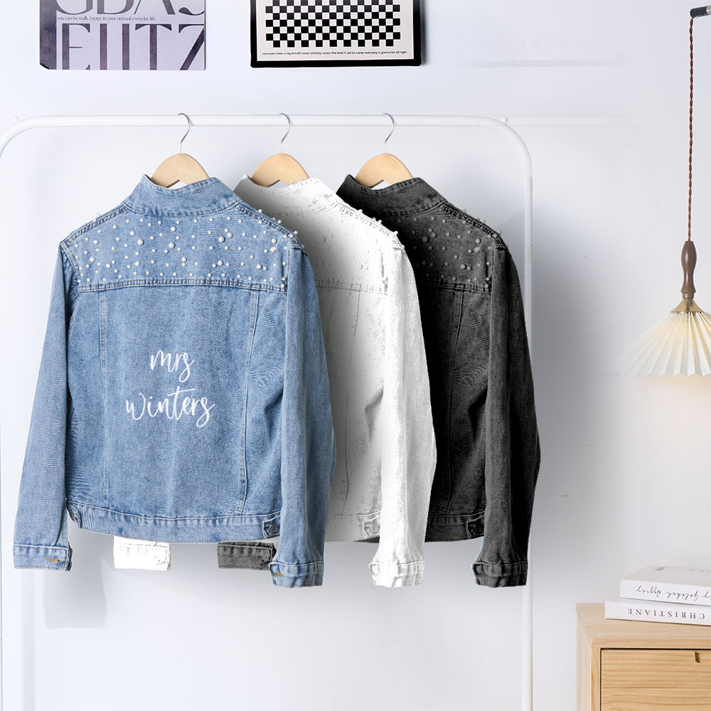 Personalized Embroidered Bride Jean Jacket for Wedding Custom Future Mrs Jacket Ideal Wedding Gift - MyPhotoBoxerUk