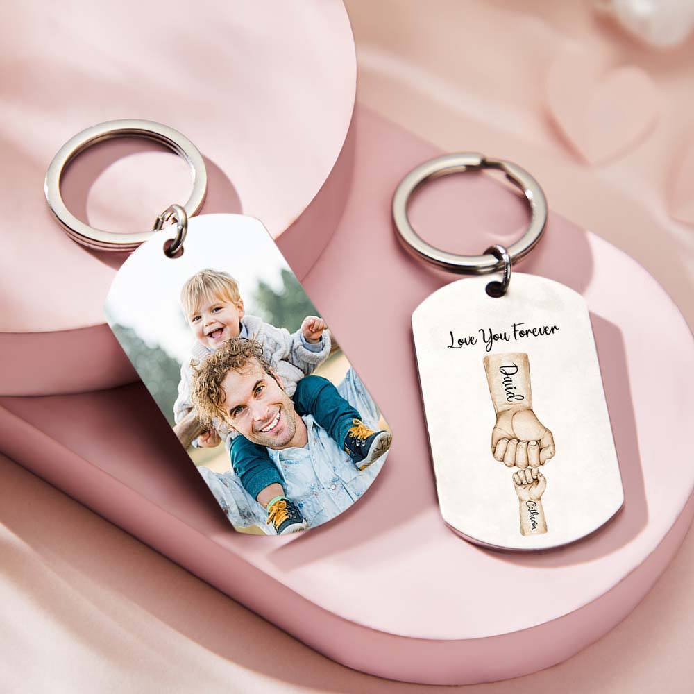 Custom Bump Keychain Best Dad Ever Keychain Photo Keyring Fathers Day Gift - MyPhotoBoxerUk