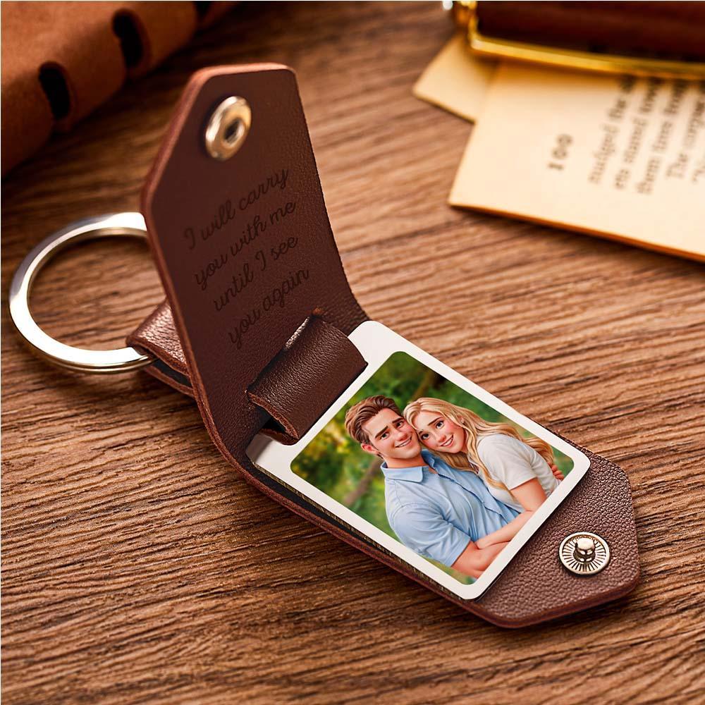 Custom Leather Cartoon Animation Picture Keychain - MyPhotoBoxerUk