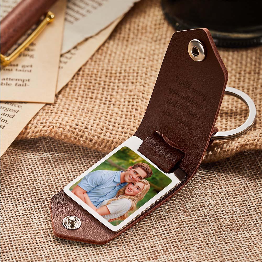Custom Leather Cartoon Animation Picture Keychain - MyPhotoBoxerUk