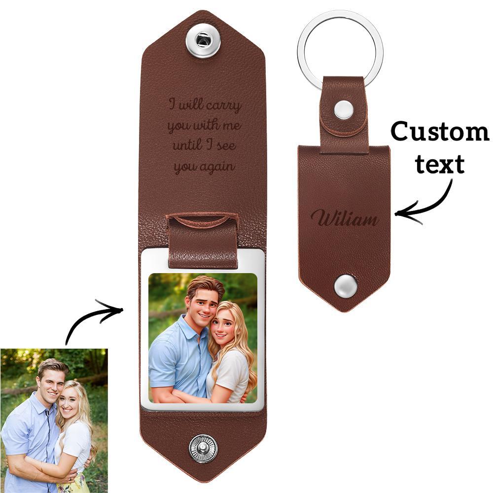 Custom Leather Cartoon Animation Picture Keychain - MyPhotoBoxerUk