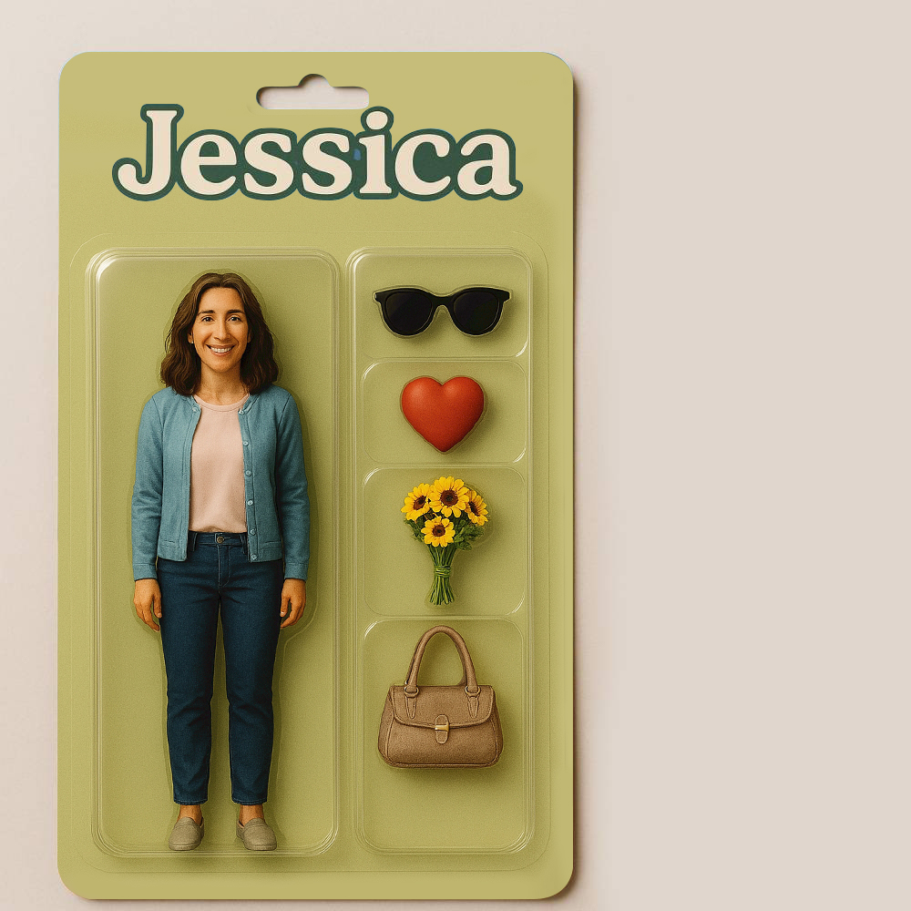 3D Effect Action Figure Pack Packaging Toy Box Style Art Gift Personalized Acrylic Keychain Gift for Mom