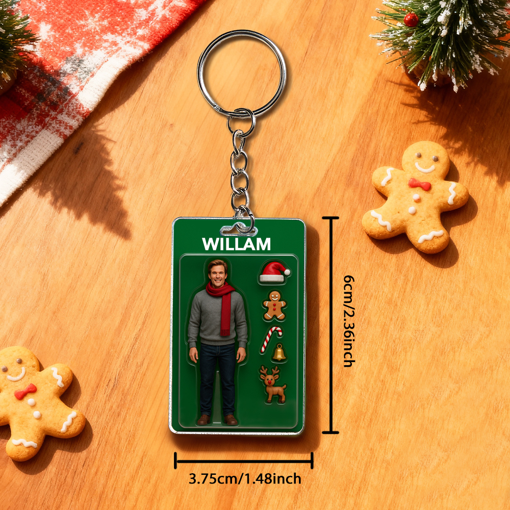 Custom Action Figure Pack Packaging Toy Box Style Art Gift Personalized Acrylic Keychain Best Christmas Gift for Him