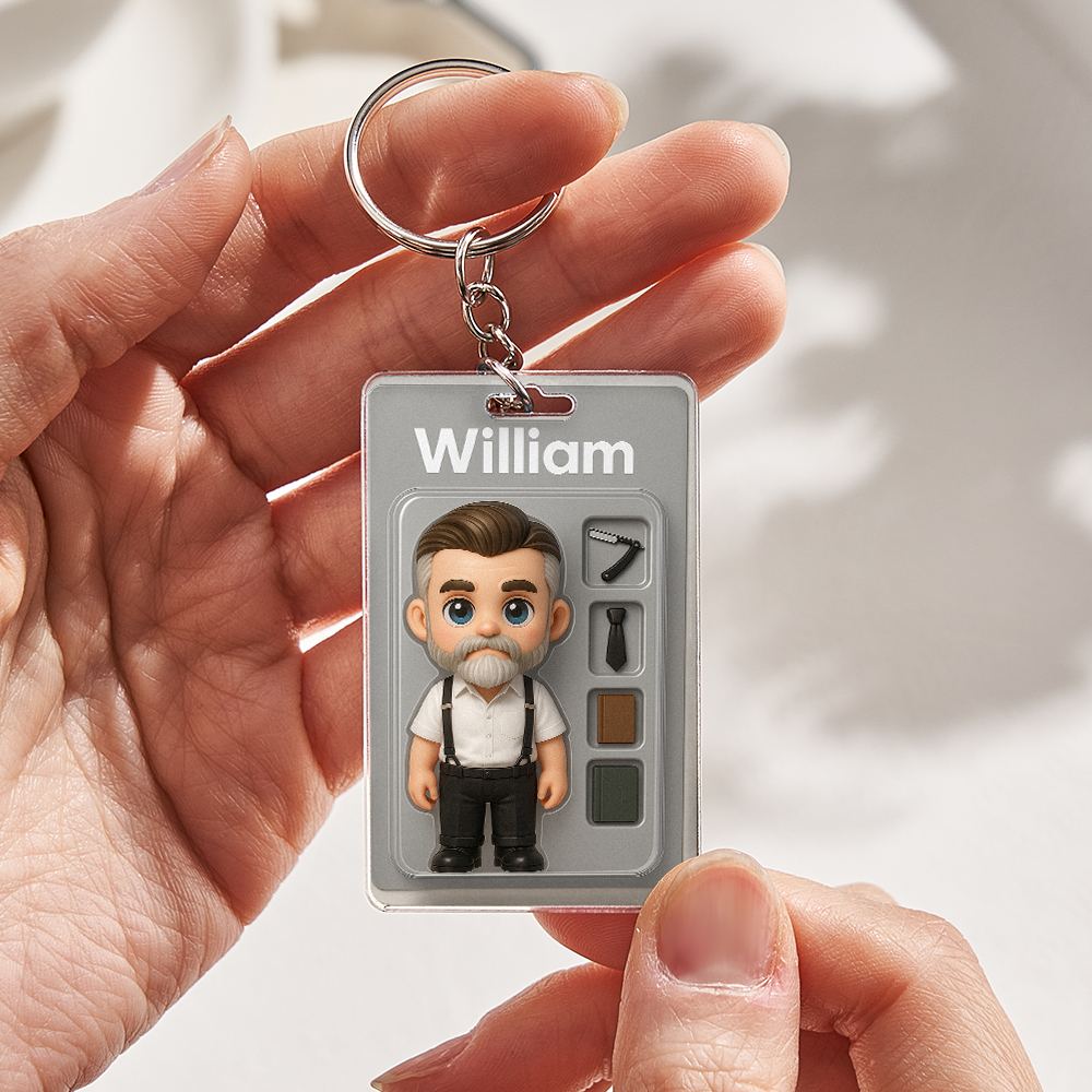 Fully Body Customizable Action Figure Pack Packaging Toy Box Style Art Gift Personalized Acrylic Keychain Gift for Him