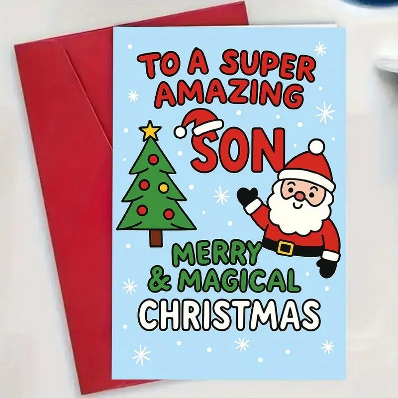 Cute Santa Greeting Card Christmas Gift Card Christmas Wishes Card - MyPhotoBoxerUk