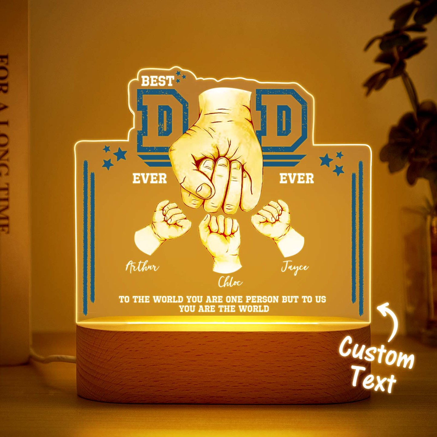 Fist Bump Night Light Fathers Day Gifts Personalized Dad Gift from Kids Gift for Dad Best Dad Ever - MyPhotoBoxerUk