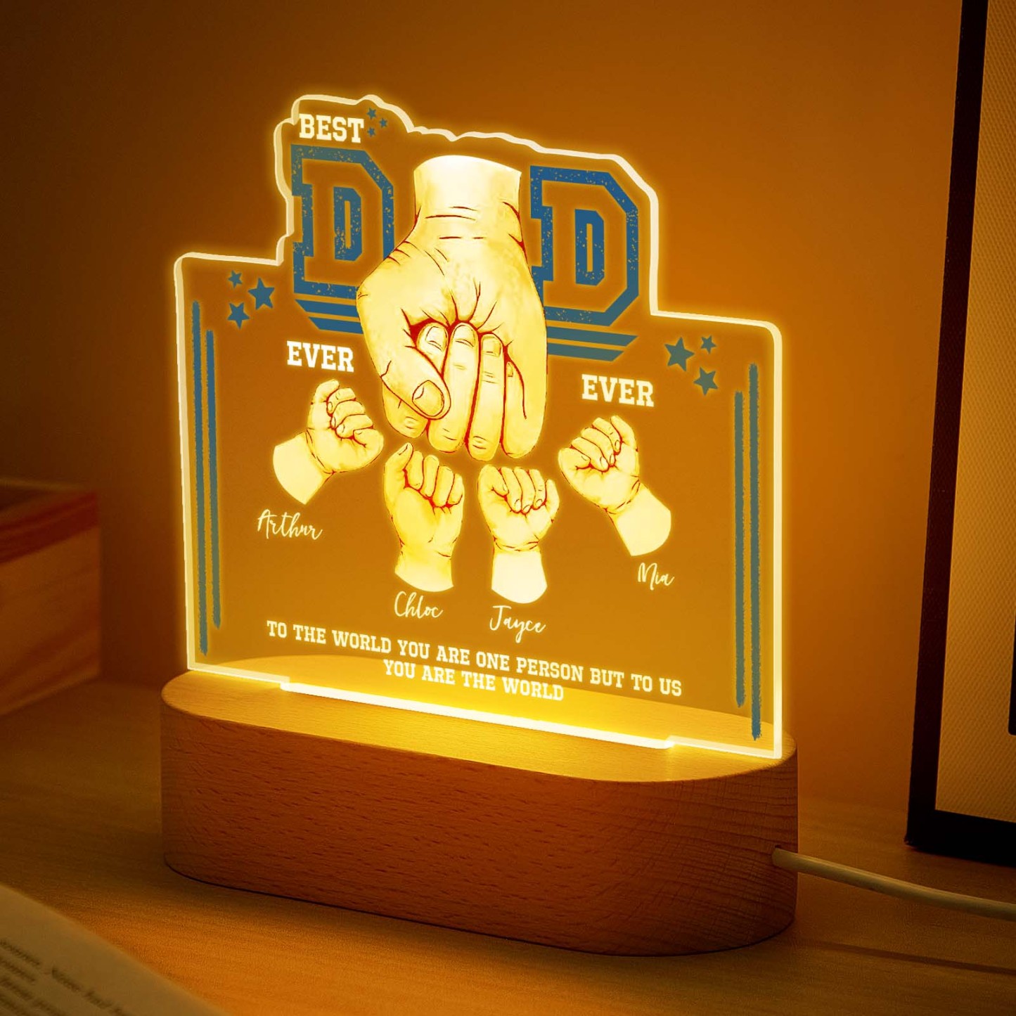 Fist Bump Night Light Fathers Day Gifts Personalized Dad Gift from Kids Gift for Dad Best Dad Ever - MyPhotoBoxerUk