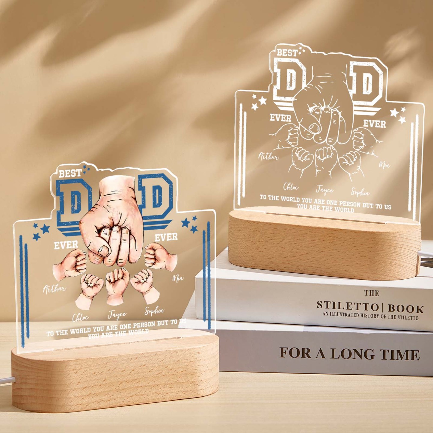 Fist Bump Night Light Fathers Day Gifts Personalized Dad Gift from Kids Gift for Dad Best Dad Ever - MyPhotoBoxerUk