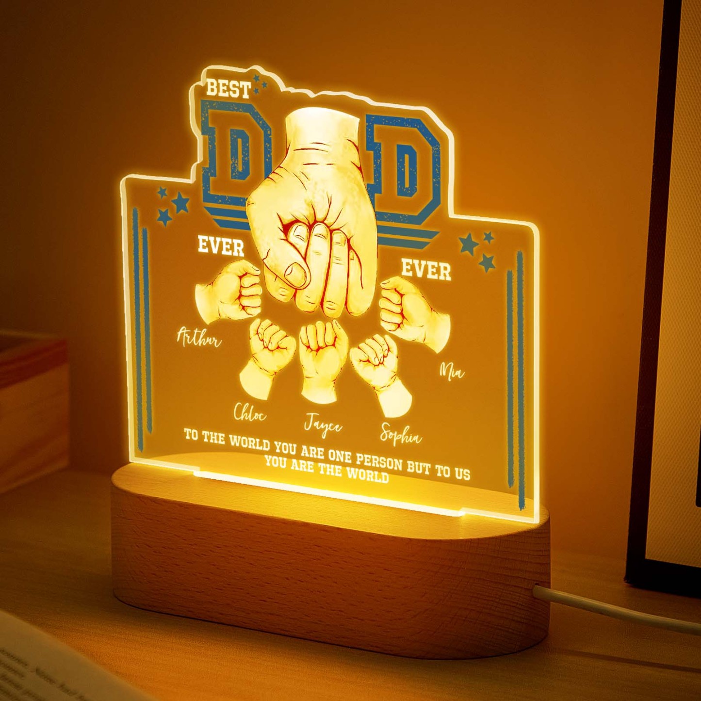 Fist Bump Night Light Fathers Day Gifts Personalized Dad Gift from Kids Gift for Dad Best Dad Ever - MyPhotoBoxerUk