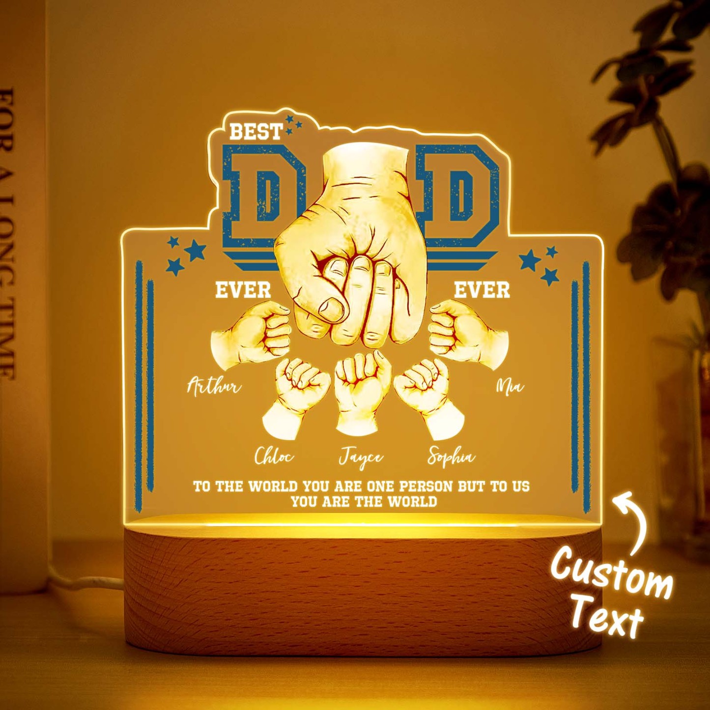 Fist Bump Night Light Fathers Day Gifts Personalized Dad Gift from Kids Gift for Dad Best Dad Ever - MyPhotoBoxerUk
