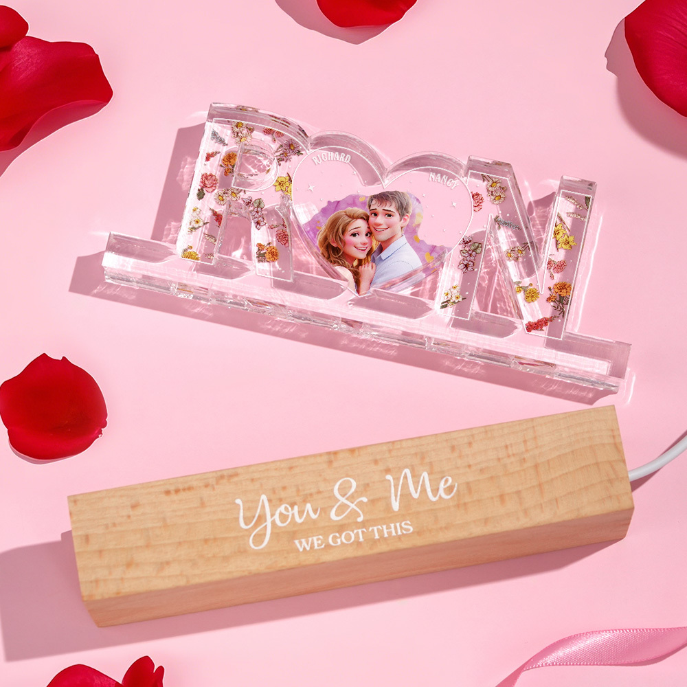 Couples personalized flower night light - MyPhotoBoxerUk
