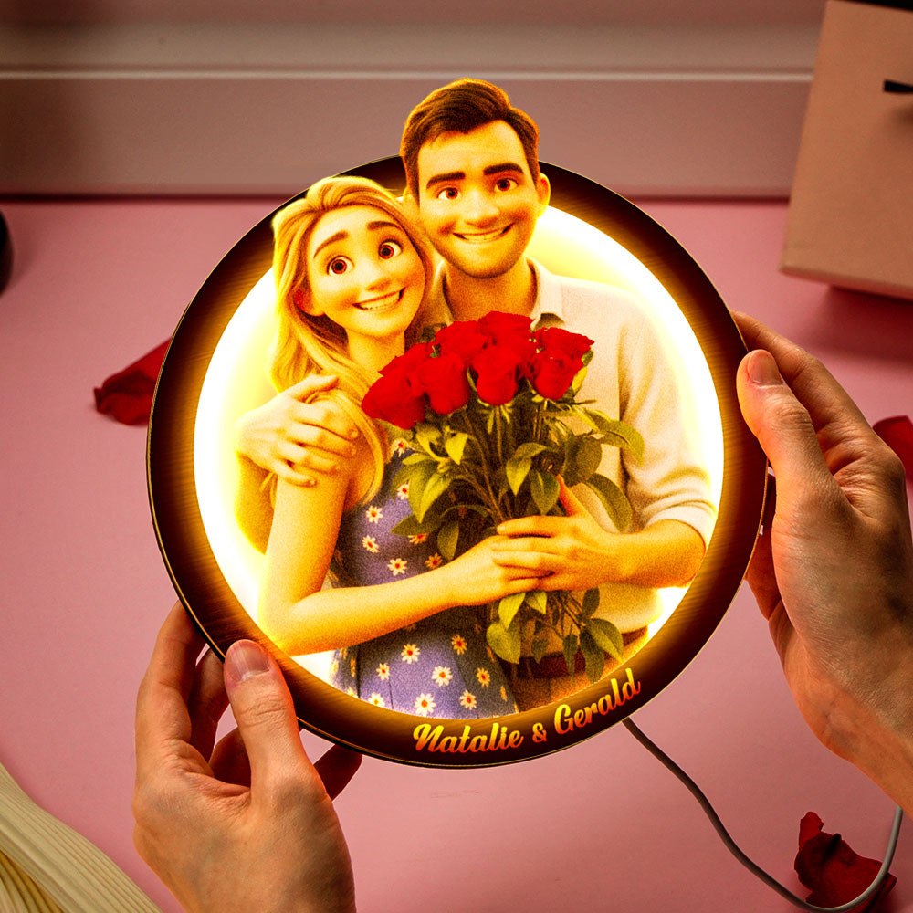 Personalized Photo Cartoon Portrait Frame with LED - MyPhotoBoxerUk