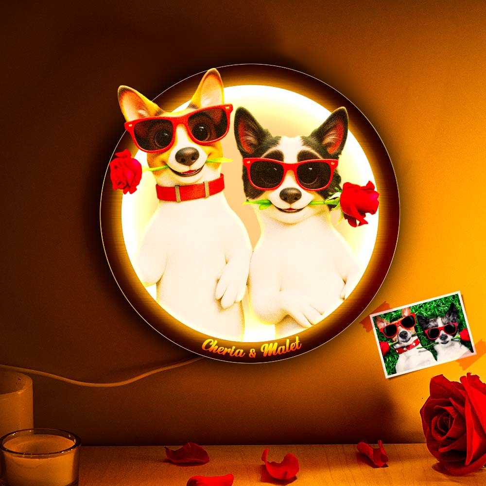 Personalized Photo Cartoon Portrait Frame with LED - MyPhotoBoxerUk