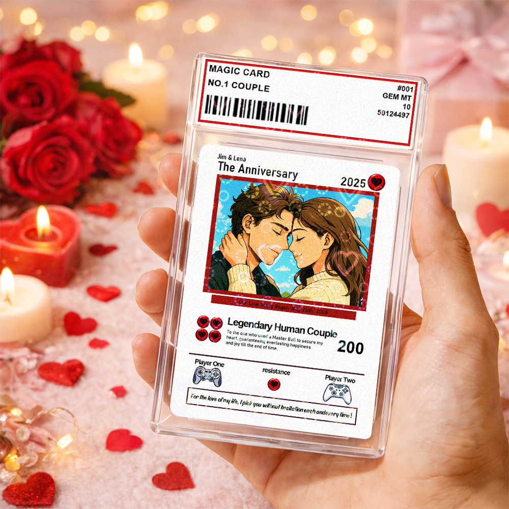 Personalized Valentine’s Day Power Couple Card, Custom Anniversary Card Couple Photo Anime Style, Best Valentine's Day Gift for Lover - MyPhotoBoxerUk