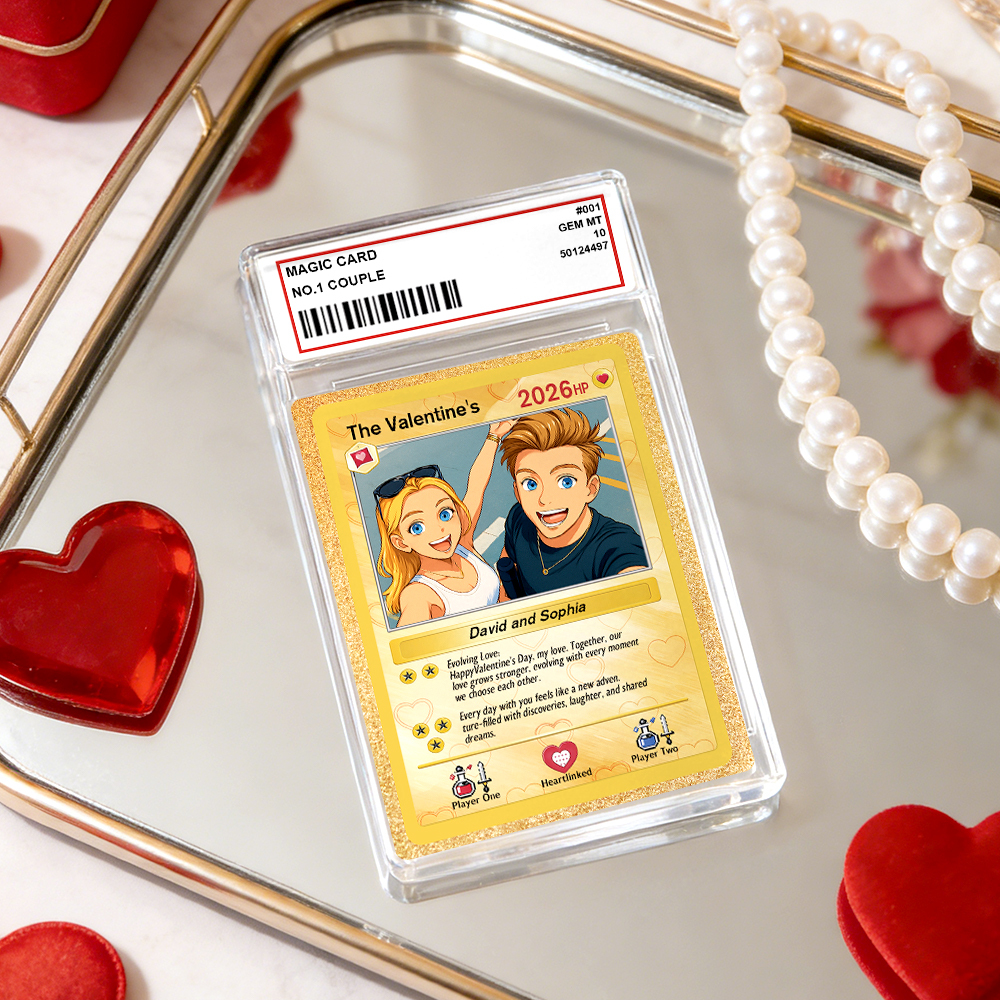 Personalized Valentine’s Day Power Couple Card, Custom Anniversary Card Couple Photo Anime Style, Best Valentine's Day Gift for Lover - MyPhotoBoxerUk