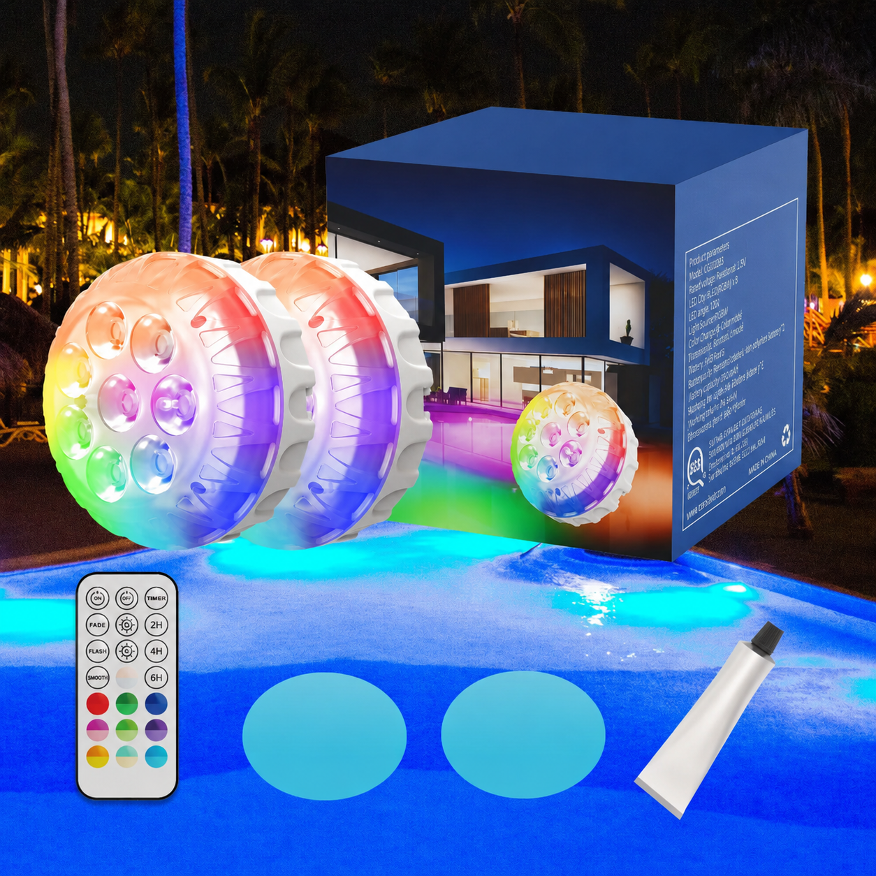 Upgraded Rechargeable RGB Pool Light with Remote Control & IP68 Waterproof, Color Changing Magnetic Pool Lights for Swimming Pool, Hot Tub, Fountain & Pond - MyPhotoBoxerUk