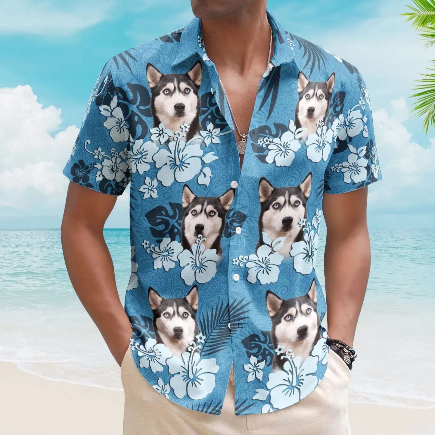 Custom Face Funny Photo Tropical Hibiscus Shirts