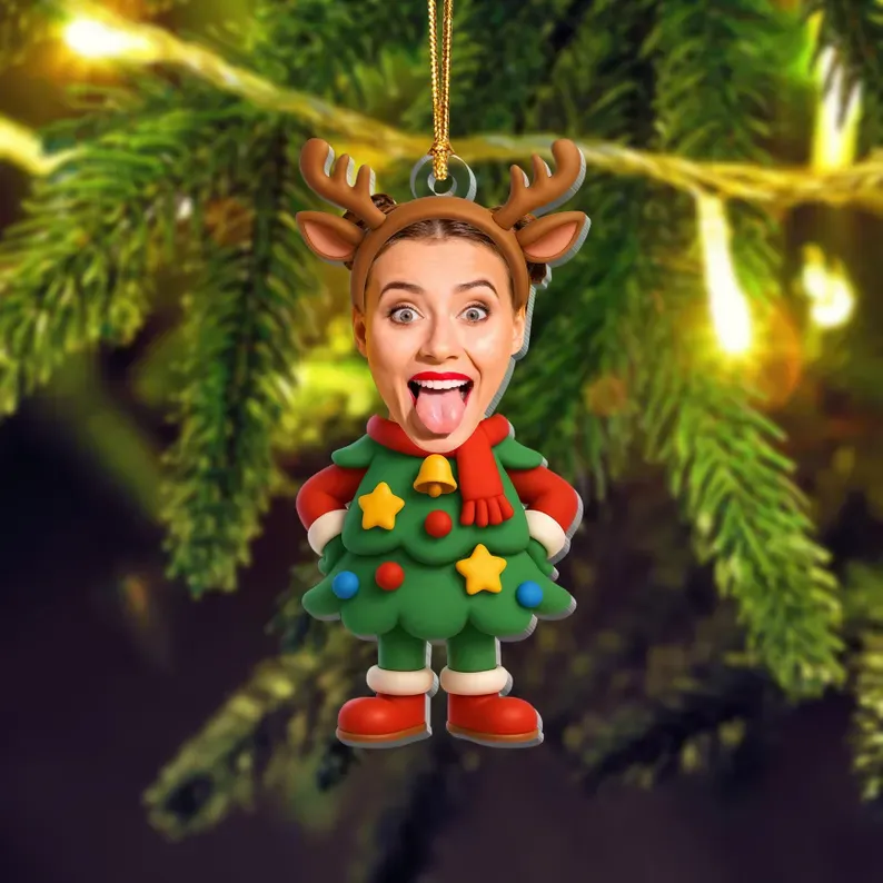 Personalized Family Christmas Ornament, Funny Custom Face Ornament, Holiday Tree Decoration, Christmas Gift for Families - MyPhotoBoxerUk