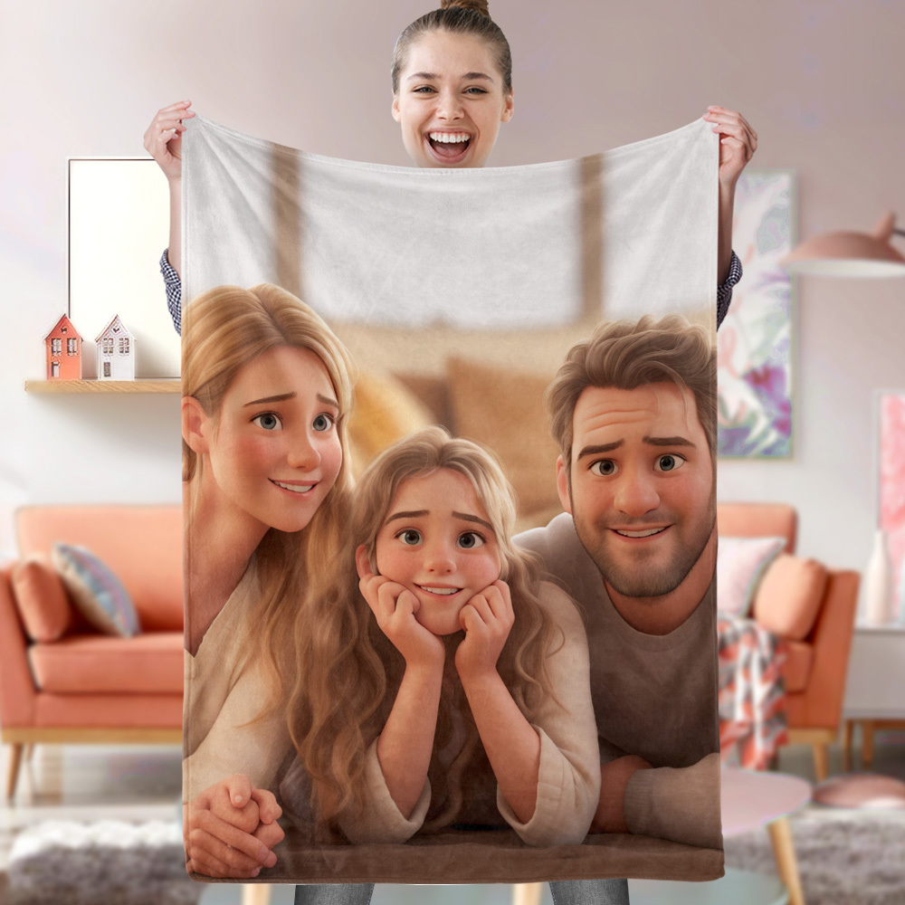 Custom Cartoon Blanket from Your Photo Gifts for Her - MyPhotoBoxerUk