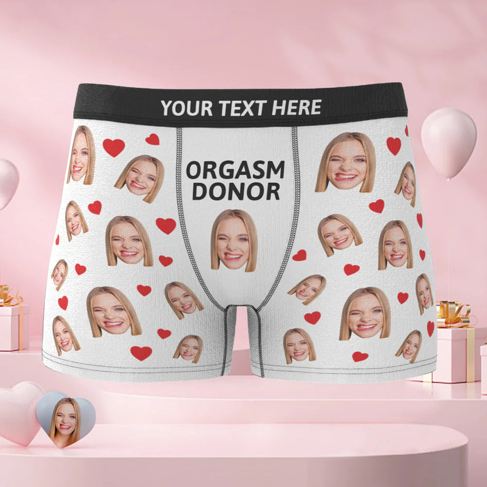 Custom Face Men's Boxers Briefs Personalised Men's Shorts With Photo Orgasm Donor