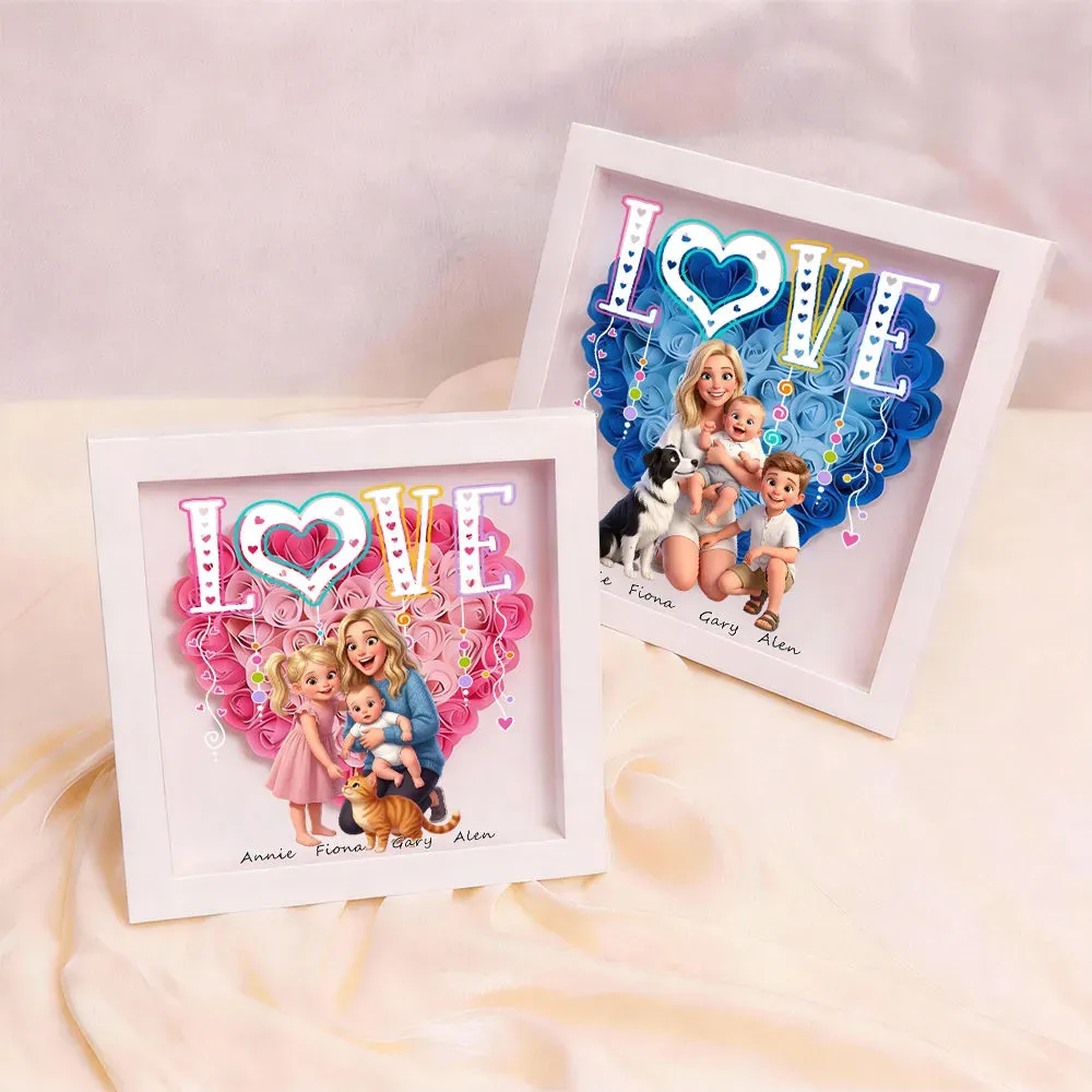 Personalized Flower Shadow Box with Light, Custom Photo & Name Gift For Mom, Gift For Mother's Day