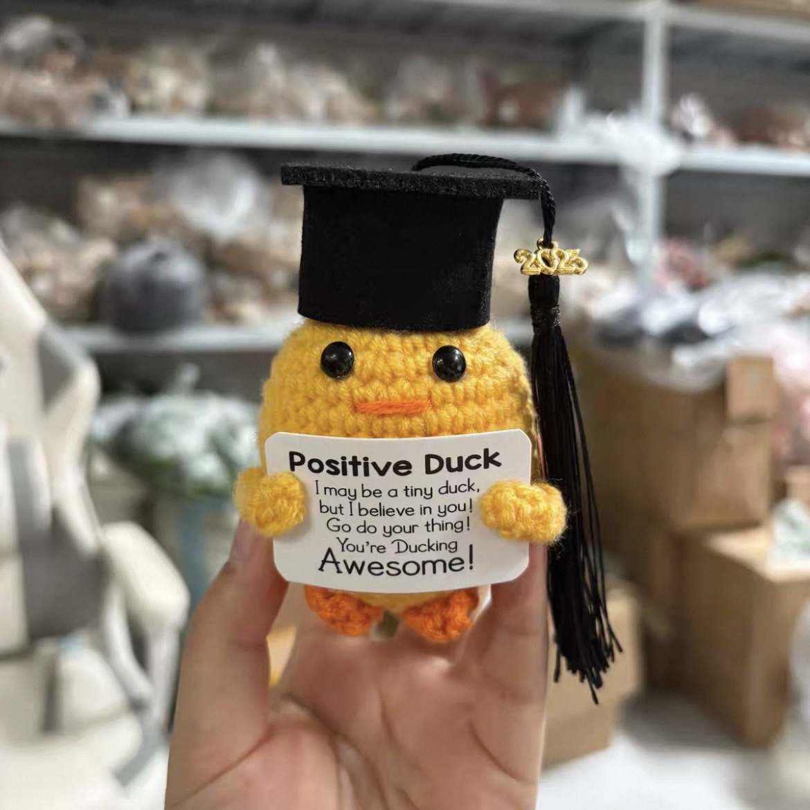 2025 Graduation Gift Doctoral Hat Handmade Crochet Positive Energy Doll Suitable for Friends, Classmates and Teachers