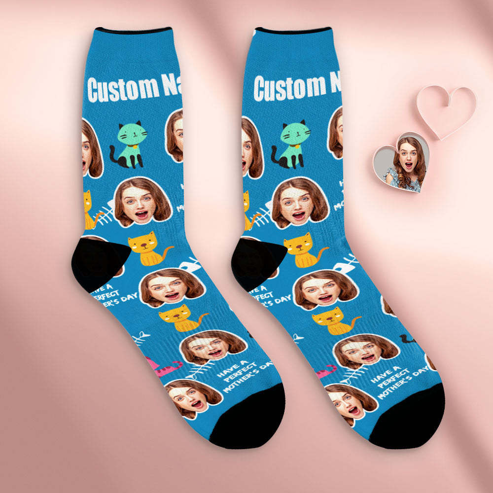 Custom Breathable Face Socks Personalised Soft Socks Gifts For Mom Have a Perfect Mother's Day - MyPhotoBoxerUk