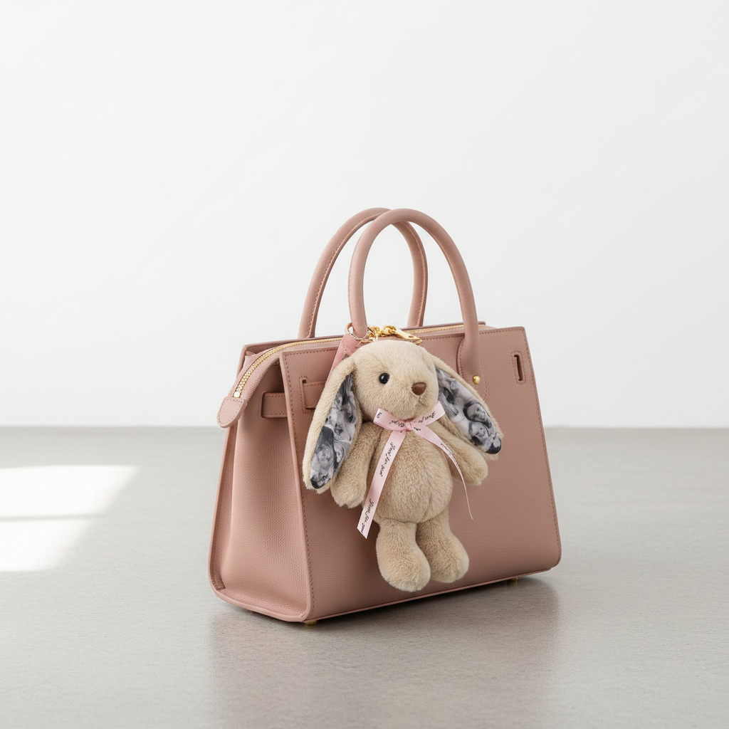 Custom Photo Bunny Plush Keychain – Personalized Cute Rabbit Bag Charm with Photo Ears & Ribbon Gift - MyPhotoBoxerUk