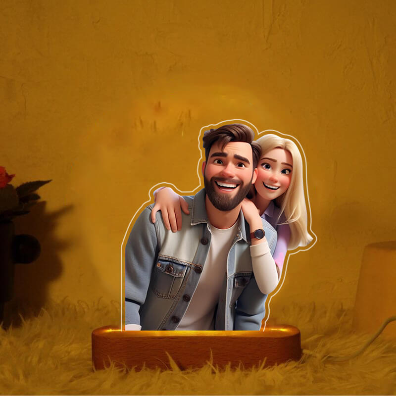 Personalized Cartoon Style Photo Acrylic Light Sign - MyPhotoBoxerUk