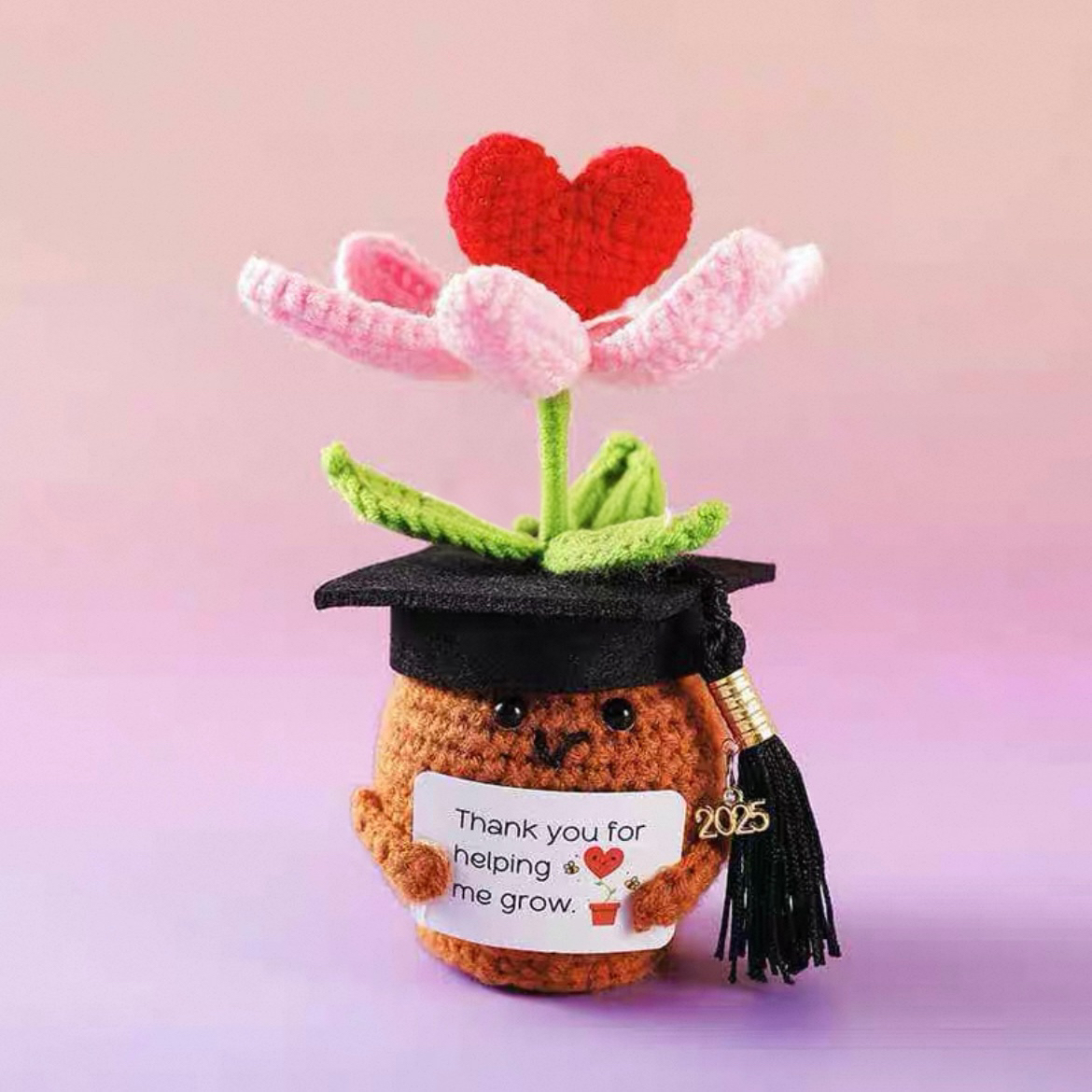 2025 Graduation Gift Doctoral Hat Handmade Crochet Positive Energy Doll Suitable for Friends, Classmates and Teachers