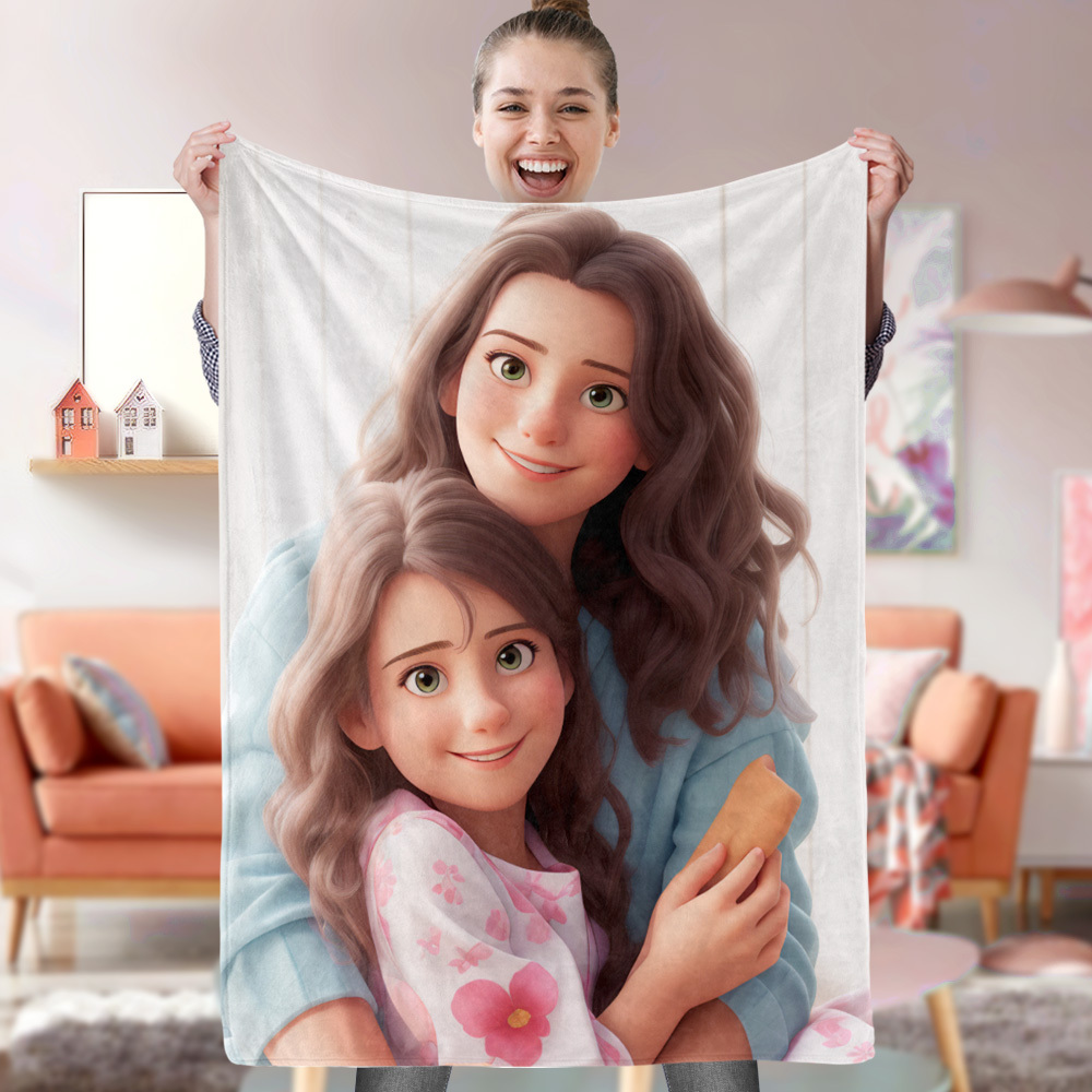 Custom Cartoon Blanket from Your Photo Gifts for Her - MyPhotoBoxerUk