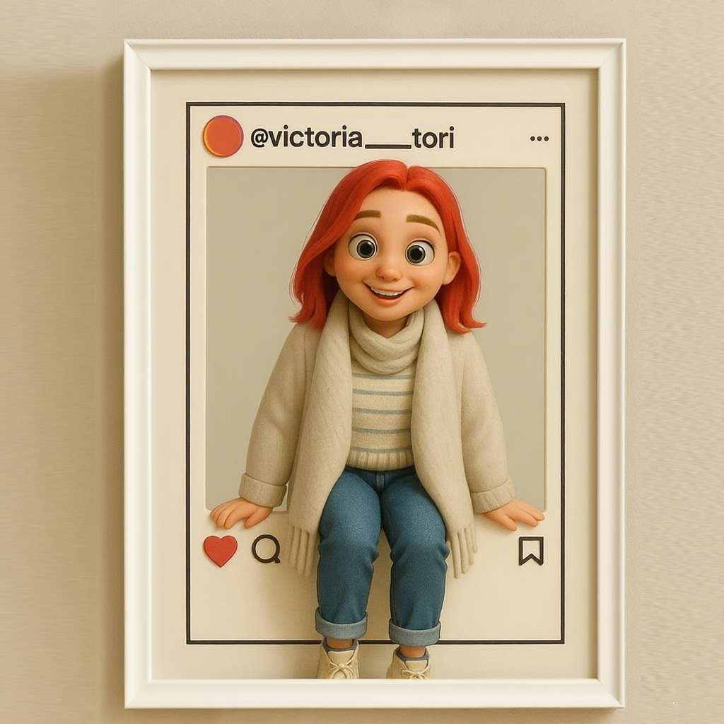 Cadre Photo Portrait De Dessin Animé Personnalisé Cadre Photo Style Instagram Cadeau D'anniversaire De Mariage