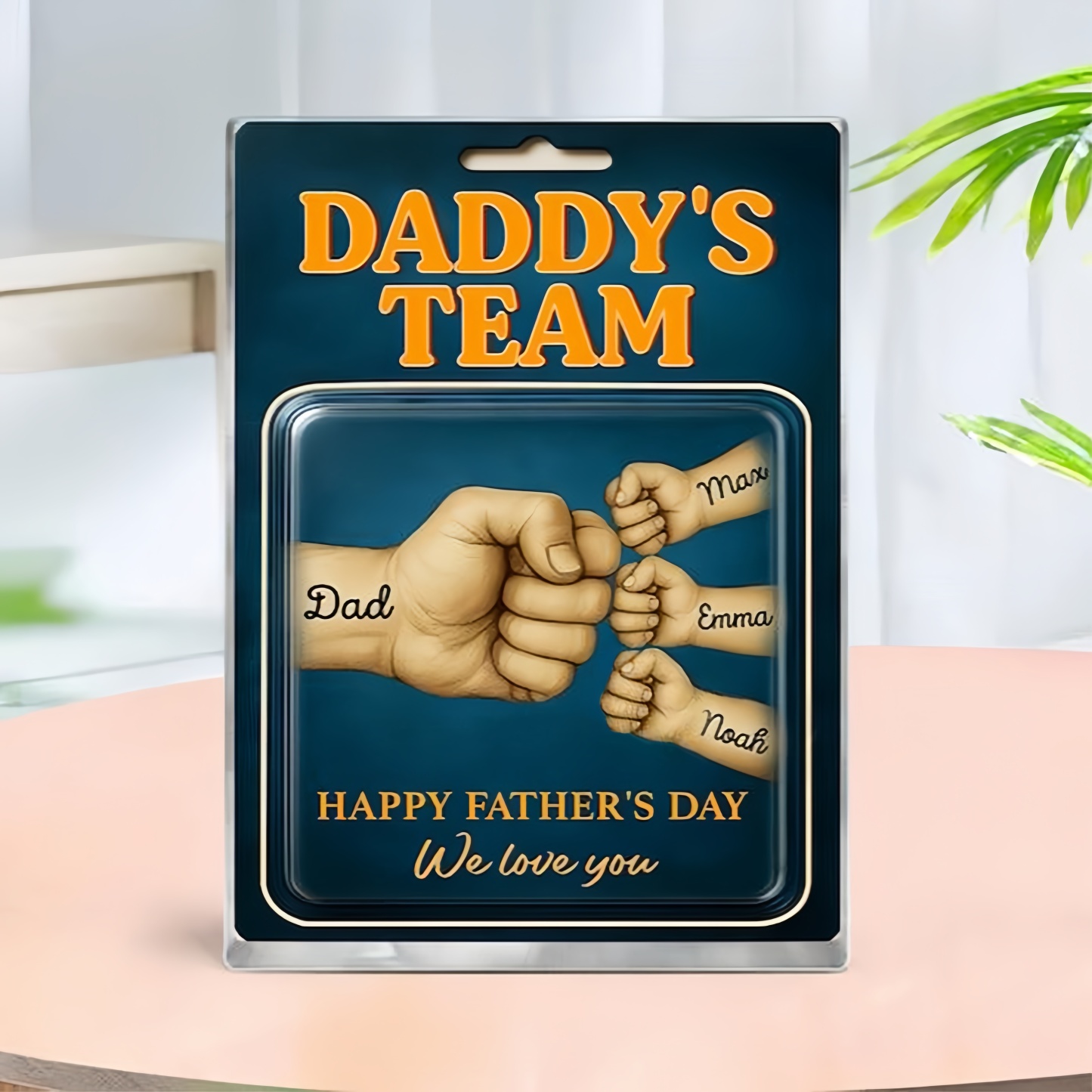 Cadeau Personnalisé Pour La Fête Des Pères, Plaque Acrylique Personnalisée « daddy Team Fist Bump », Cadeau Pour Mari, Cadeau D'anniversaire Pour Papa, Cadeaux Pour Nouveau Papa