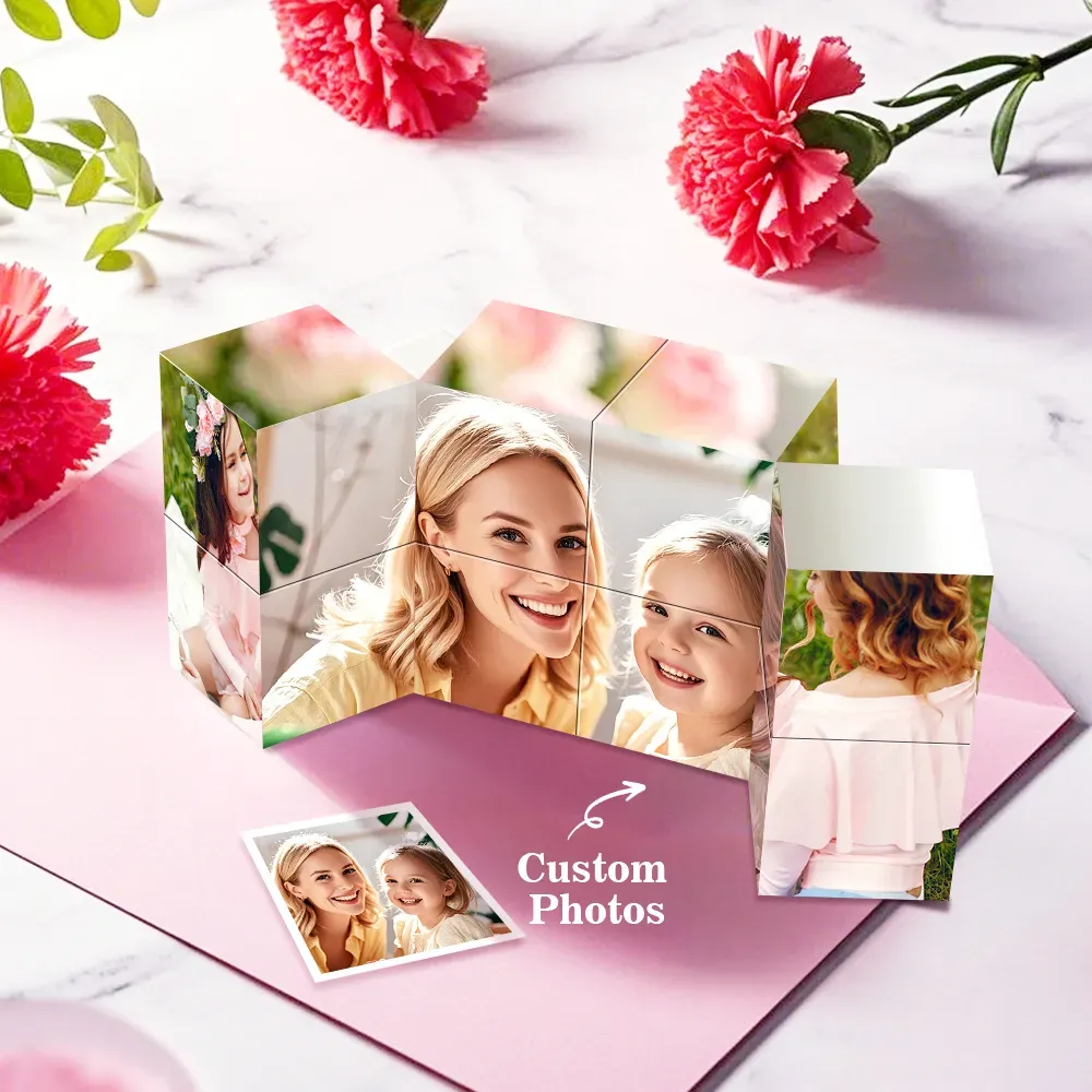 Cadre Photo Personnalisé Multi-photos Rubic's Cube Coloré Photo Infinie Personnalisée Rubic's Cube Cadeau - MaPhotocaleconFr