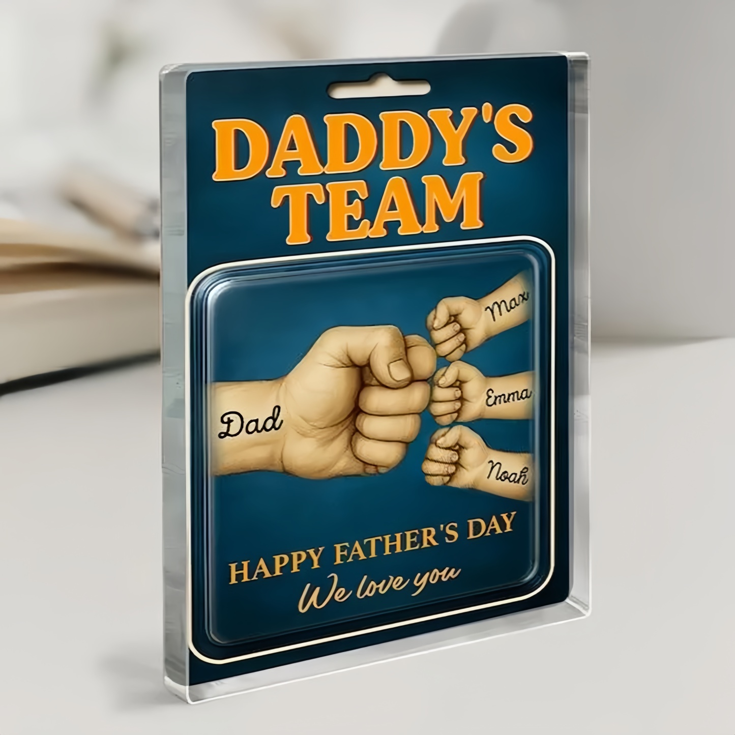 Cadeau Personnalisé Pour La Fête Des Pères, Plaque Acrylique Personnalisée « daddy Team Fist Bump », Cadeau Pour Mari, Cadeau D'anniversaire Pour Papa, Cadeaux Pour Nouveau Papa