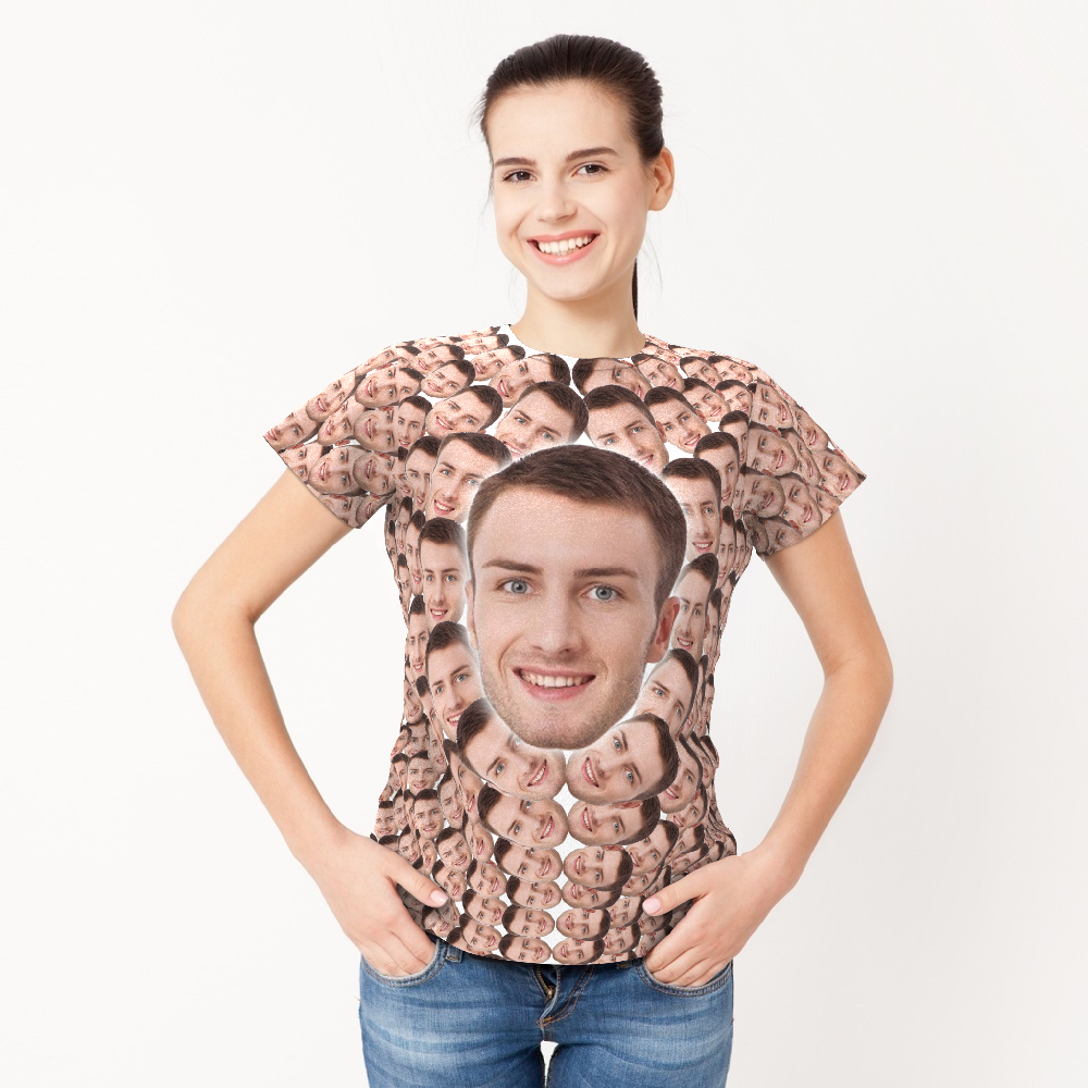T-shirt Mash Personnalisé Avec Visages Imprimés Sur Toute La Surface - MaPhotocaleconFr