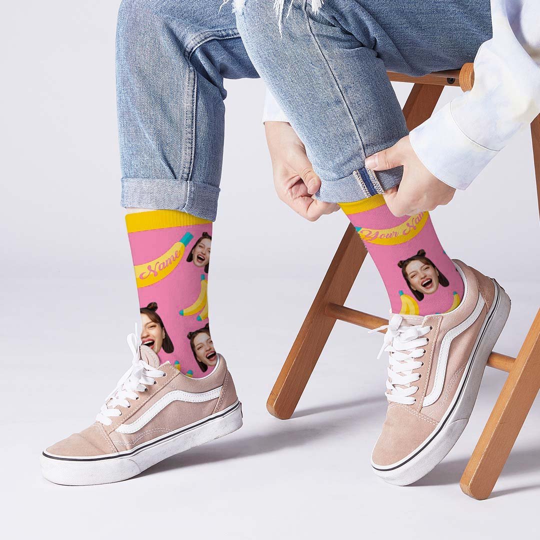 Chaussettes Visage Personnalisées Funny Banana - MaPhotocaleconFr