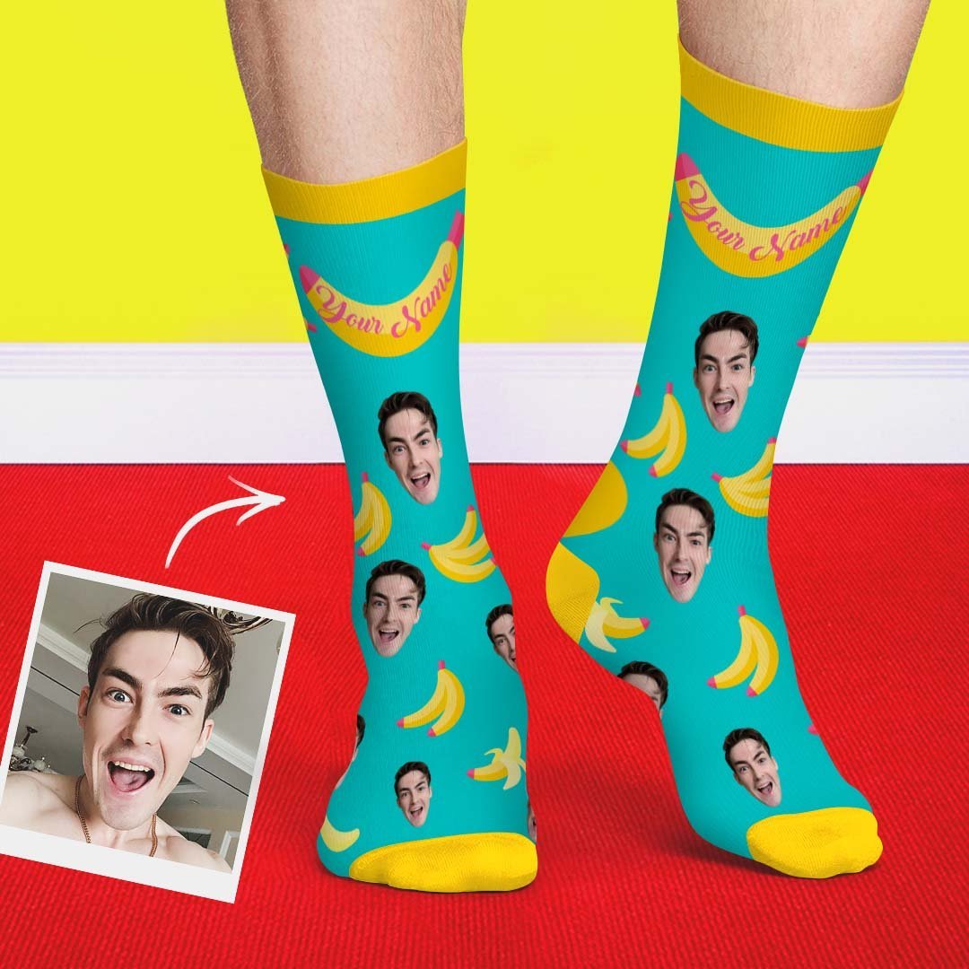 Chaussettes Visage Personnalisées Funny Banana - MaPhotocaleconFr