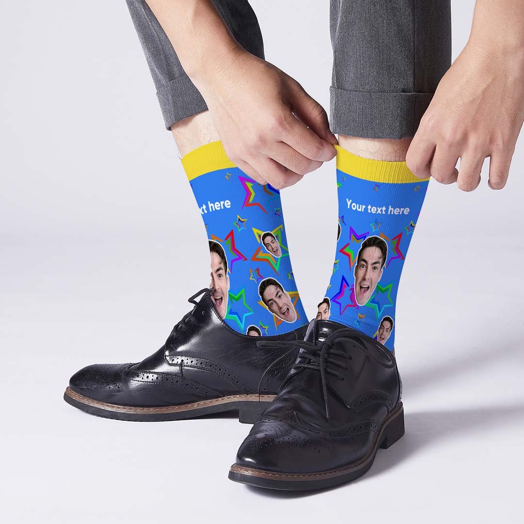Photo D'étoiles De Couleur Personnalisée Sur Les Chaussettes - MaPhotocaleconFr