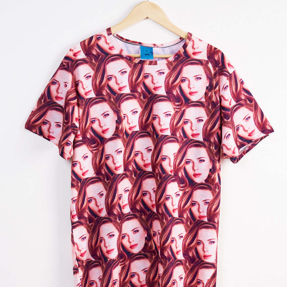 T-shirt Personnalisé Chemise Personnalisée My Face All Over Print Tee Mash Face T-shirt Femme - MaPhotocaleconFr