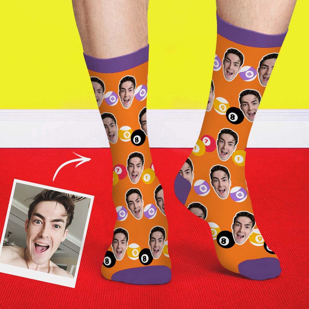 Photo De Billard Sur Le Visage Chaussettes - MaPhotocaleconFr